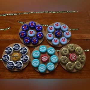 Bottle cap coasters, set of 5